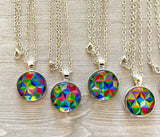 Necklace,Kaleidoscope,Kaleidoscope Necklace,Multicolor,Party Favor,Silver Necklace,Gift,Birthday,Pendant,Princess,18 Inch Necklace,Handmade