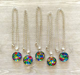 Necklace,Kaleidoscope,Kaleidoscope Necklace,Multicolor,Party Favor,Silver Necklace,Gift,Birthday,Pendant,Princess,18 Inch Necklace,Handmade