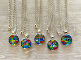Necklace,Kaleidoscope,Kaleidoscope Necklace,Multicolor,Party Favor,Silver Necklace,Gift,Birthday,Pendant,Princess,18 Inch Necklace,Handmade