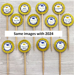 Class of 2024 Cupcake Toppers, Blue and Gold, Set of 12