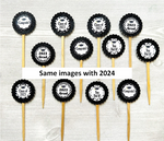 Graduation Cupcake Toppers, Class of 2024, Set of 12