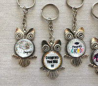 Graduation Keychain,Graduation,Keychain,Graduation 2024,Antique Silver,Owl,Owl Graduation Keychain,Key Ring,Handmade,Gift,Party Favor