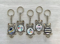 Graduation Keychain,Graduation,Keychain,Graduation 2024,Antique Silver,Owl,Owl Graduation Keychain,Key Ring,Handmade,Gift,Party Favor