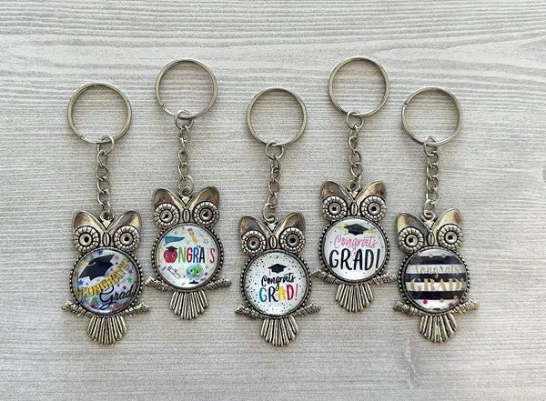 Graduation Keychain,Graduation,Keychain,Graduation 2024,Antique Silver,Owl,Owl Graduation Keychain,Key Ring,Handmade,Gift,Party Favor