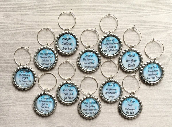 Inspirational Quotes Wine Charms, Set of 12