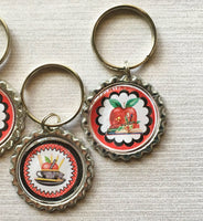 Keychain,Key Ring,Teacher,Teachers,Teacher Keychains,Teacher Key Rings,Apples,Bottle Cap Keychain,Bottle Cap Key Ring,Handmade