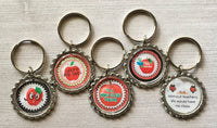 Keychain,Key Ring,Teacher,Teachers,Teacher Keychains,Teacher Key Rings,Apples,Bottle Cap Keychain,Bottle Cap Key Ring,Handmade