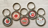 Keychain,Key Ring,Teacher,Teachers,Teacher Keychains,Teacher Key Rings,Apples,Bottle Cap Keychain,Bottle Cap Key Ring,Handmade