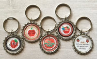 Keychain,Key Ring,Teacher,Teachers,Teacher Keychains,Teacher Key Rings,Apples,Bottle Cap Keychain,Bottle Cap Key Ring,Handmade