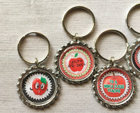 Keychain,Key Ring,Teacher,Teachers,Teacher Keychains,Teacher Key Rings,Apples,Bottle Cap Keychain,Bottle Cap Key Ring,Handmade