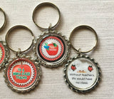 Keychain,Key Ring,Teacher,Teachers,Teacher Keychains,Teacher Key Rings,Apples,Bottle Cap Keychain,Bottle Cap Key Ring,Handmade