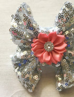 Hair Bow,Sequins,4 Inch Bow,Big Bow,Large Bow,Toddler Hair Bow,Girls Hair Bow,Baby Girls Hair Bow,Hair Accessories,Handmade,Gift,Accessories