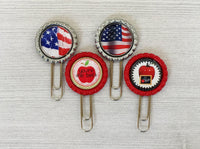 Planner Clip,Bookmark,Teacher,American Flag,Apple,Large Paper Clip,Page Marker,Bookmark Clip,Bottle Cap,Party Favor,Gift,Birthday,Handmade