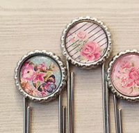 Planner Clip,Bookmark,Flower Silhouette,Flowers,Floral,4 inch,Jumbo Paper Clip,Page Marker,Bookmark Clip,Bottle Cap,Party Favor,Handmade