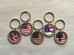 Keychain,Key Ring,American Flag,Flag Keychains,Flag Key Rings,Bottle Cap Keychain,Bottle Cap Key Ring,Gift,Patriotic,Party Favor,Handmade