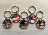 Keychain,Key Ring,American Flag,Flag Keychains,Flag Key Rings,Bottle Cap Keychain,Bottle Cap Key Ring,Gift,Patriotic,Party Favor,Handmade