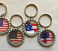 Keychain,Key Ring,American Flag,Flag Keychains,Flag Key Rings,Bottle Cap Keychain,Bottle Cap Key Ring,Gift,Patriotic,Party Favor,Handmade