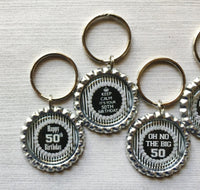 Keychain,Key Ring,50th Birthday,Happy 50th Birthday,Key Chain,Keyring,Bottle Cap,Accessories,Bottle Cap Keychain,Gift,Party Favor,Handmade