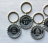 Keychain,Key Ring,21st Birthday,Happy 21st Birthday,Key Chain,Keyring,Bottle Cap,Accessories,Bottle Cap Keychain,Gift,Party Favor,Handmade