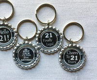 Keychain,Key Ring,21st Birthday,Happy 21st Birthday,Key Chain,Keyring,Bottle Cap,Accessories,Bottle Cap Keychain,Gift,Party Favor,Handmade