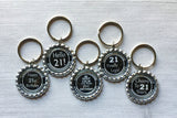 Keychain,Key Ring,21st Birthday,Happy 21st Birthday,Key Chain,Keyring,Bottle Cap,Accessories,Bottle Cap Keychain,Gift,Party Favor,Handmade