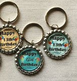 Keychain,Key Ring,13th Birthday,Happy 13th Birthday,Key Chain,Keyring,Bottle Cap,Accessories,Bottle Cap Keychain,Gift,Party Favor,Handmade