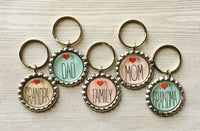 Keychain,Key Ring,I Heart,I Love,Dad,Mom.Key Chain,Keyring,Bottle Cap,Accessories,Bottlecap Keychain,Handmade,Party Favor,Gift,Birthday