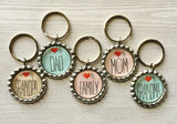 Keychain,Key Ring,I Heart,I Love,Dad,Mom.Key Chain,Keyring,Bottle Cap,Accessories,Bottlecap Keychain,Handmade,Party Favor,Gift,Birthday