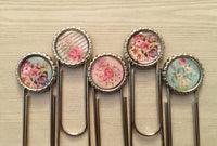 Planner Clip,Bookmark,Flower Silhouette,Flowers,Floral,4 inch,Jumbo Paper Clip,Page Marker,Bookmark Clip,Bottle Cap,Party Favor,Handmade