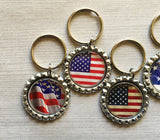 Keychain,Key Ring,American Flag,Flag Keychains,Flag Key Rings,Bottle Cap Keychain,Bottle Cap Key Ring,Gift,Patriotic,Party Favor,Handmade