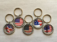 Keychain,Key Ring,American Flag,Flag Keychains,Flag Key Rings,Bottle Cap Keychain,Bottle Cap Key Ring,Gift,Patriotic,Party Favor,Handmade