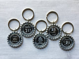 Keychain,Key Ring,21st Birthday,Happy 21st Birthday,Key Chain,Keyring,Bottle Cap,Accessories,Bottle Cap Keychain,Gift,Party Favor,Handmade