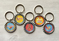 Keychain,Key Ring,Autism,Autism Awareness,Key Chain,Keyring,Bottle Cap,Accessories,Bottle Cap Keychain,Gift,Party Favor,Handmade,Set of 5