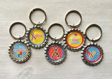 Keychain,Key Ring,Autism,Autism Awareness,Key Chain,Keyring,Bottle Cap,Accessories,Bottle Cap Keychain,Gift,Party Favor,Handmade,Set of 5