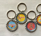 Keychain,Key Ring,Autism,Autism Awareness,Key Chain,Keyring,Bottle Cap,Accessories,Bottle Cap Keychain,Gift,Party Favor,Handmade,Set of 5