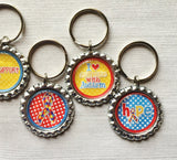 Keychain,Key Ring,Autism,Autism Awareness,Key Chain,Keyring,Bottle Cap,Accessories,Bottle Cap Keychain,Gift,Party Favor,Handmade,Set of 5