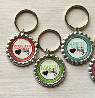 Keychain,Key Ring,Birth Month,Birthday,Key Chain,Keyring,Bottle Cap,Accessories,Bottle Cap Keychain,Gift,Party Favor,Handmade,All Months