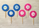 Cupcake Toppers,Gender Reveal,Gender Reveal Party,Set of 6,Gender Reveal Party Cupcake Toppers,Party Favor,Baby Shower,Handmade,Double Sided