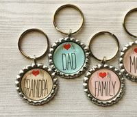 Keychain,Key Ring,I Heart,I Love,Dad,Mom.Key Chain,Keyring,Bottle Cap,Accessories,Bottlecap Keychain,Handmade,Party Favor,Gift,Birthday