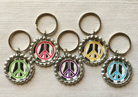 Keychain,Key Ring,Peace Symbol,Peace,Key Chain,Keyring,Bottle Cap,Accessories,Bottle Cap Keychain,Party Favor,Gift,Handmade