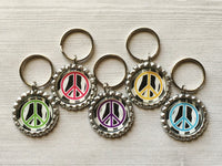 Keychain,Key Ring,Peace Symbol,Peace,Key Chain,Keyring,Bottle Cap,Accessories,Bottle Cap Keychain,Party Favor,Gift,Handmade