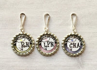 Zipper Pulls,Zipper Pull Charms,Nurse,Nursing,RN,LPN,CNA,Registered Nurse,Bottle Cap Zipper Pull Charms,Gift,Party Favor,Handmade