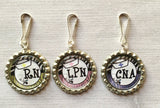 Zipper Pulls,Zipper Pull Charms,Nurse,Nursing,RN,LPN,CNA,Registered Nurse,Bottle Cap Zipper Pull Charms,Gift,Party Favor,Handmade