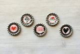 Magnets,Bottle Cap Magnets,Love,Romantic,Valentines Day,Refrigerator Magnets,Fridge Magnet,Office Magnets,Gift,Party Favor,Handmade,Set of 5