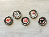 Magnets,Bottle Cap Magnets,Love,Romantic,Valentines Day,Refrigerator Magnets,Fridge Magnet,Office Magnets,Gift,Party Favor,Handmade,Set of 5