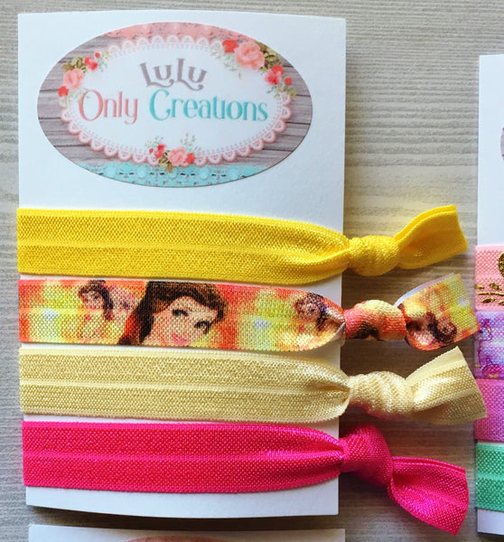 Hair Ties,Knotted Hair Ties,Belle,Jasmine,Unicorn,Pony,Elastic Hair Ties,No Crease Hair Ties,Elastic Bracelets,Ponytail,Gift,Party Favor