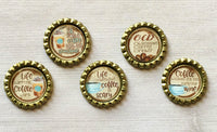 Magnets,Bottle Cap Magnets,Coffee,Coffee Quotes,Refrigerator Magnets,Fridge Magnet,Office Magnets,Gift,Party Favor,Handmade,Set of 5