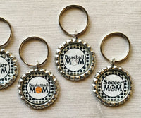 Keychain,Key Ring,Sports Mom,Soccer Mom,Volleyball,Basketball,Baseball,Football,Key Chain,Keyring,Bottle Cap,Accessories,Gift,Handmade