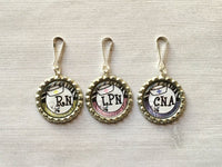 Zipper Pulls,Zipper Pull Charms,Nurse,Nursing,RN,LPN,CNA,Registered Nurse,Bottle Cap Zipper Pull Charms,Gift,Party Favor,Handmade