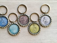 Keychain,Key Ring,Bird,Bird Keychains,Hand Drawn Birds,Bottle Cap Keychain,Bottle Cap Key Ring,Party Favor,Gift,Accessories,Handmade